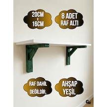 Raf Altı Ahşap Tutucu L Raf Ahşabı Duvar Sabitleyici Ahşap Yeşil 8 Adet 20x16cm Beyaz Çam