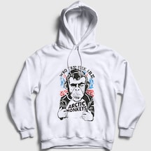 Presmono Unisex Wtf Arctic Monkeys Kapüşonlu Sweatshirt Beyaz