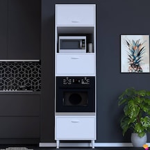 Modilayn Ayaz 60x217x56 Cm Boyutunda Ankastre 3 Kapaklı Mini/midi Mikrodalga Fırın Dolabı Beyaz
