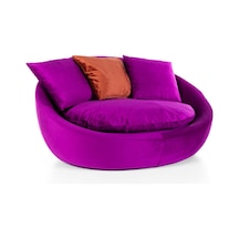 Miss Worble Fotelja Berjer Tekli Döner Koltuk Mor