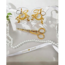 Lucevia Gold Cam Yüzük Yükselticisi Ve Söz Makası Seti Beyaz Beyaz