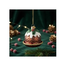 Yılbaşı Dekoratif Yılbaşı Ağacı Süsü Tatlı Kurabiye / Puding Figürlü Cam Süs 7.6 Cm Kahve