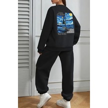 Uyguntarz Van Gogh Sırt Baskılı Unisex Eşofman Takımı Siyah