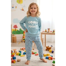 Kız Çocuk Pamuklu Desenli Pijama Takımı 250575 Mavi02 Mavi02
