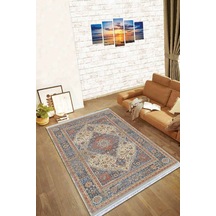 Renkli Klasik Göbekli Dokuma Pamuk Taban Kaymaz Kilim Klm229n11 Çok Renkli