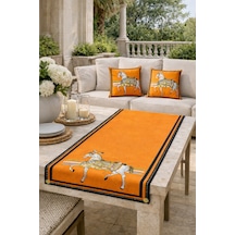 Tarzını Seç Royal At Desenli Salon Dekoru 2 Adet Kırlent Kılıfı 40x38 1 Adet Runner 40x140 Set