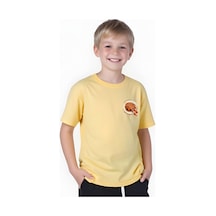 Panios Kids Basketball Baskılı Erkek Çocuk Kısa Kollu Tişört Sarı