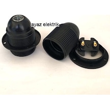 Marketcik Siyah Tam Dişli Halkalı E27 Duy Standart Avize Duyu