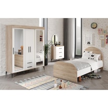 Afilliıldır Çocuk Odası Takımı 3 Parça Tamamı Mdf Flora Beyaz Ayn