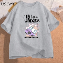 Flood Of Style Rita Ve Janet'in Sürüş Okul T Shirt Kadın Erkek Komik Grpahic T Shirt Geri Okul Tee Ka Gri