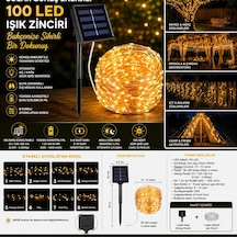 Solar 100 Led Gün Işığı Peri Led Işık Zinciri Bahçe Ve Balkon Aydınlatma Çok Renkli