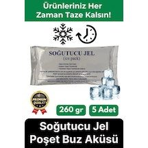 Premium Güvenli Malzeme Dayanıklı Yolculuk Seyahat Yiyecek Soğutucu Jel Poşet Buz Aküsü 260gr 5 Adet Çok Renkli
