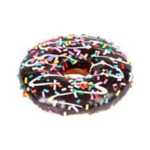 Yapay Donut Çikolata Üstü Renkli Granül Şekerli Siyah 10x4 Cm. Çok Renkli
