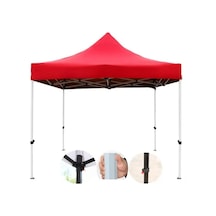 Otomatik Gazebo Çardak 300 X 300 Cm Tente Teras Bahçe Kamelyası Gölgelik Kırmızı Kırmızı