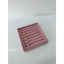 Yerli Üretim Süet Kumaş Pembe Renk 15 Cm / 15 Cm Yüzük Sergileme Pembe