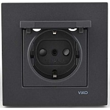 Viko Novella Füme Kapaklı Çerçeveli Topraklı Çk Priz