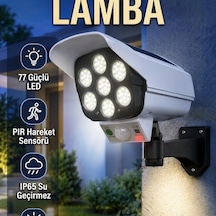 Kablosuz Güneş Enerjili Led Dış Mekan Lambası Hareket Sensörlü Kamera Görünümlü Aydınlatma