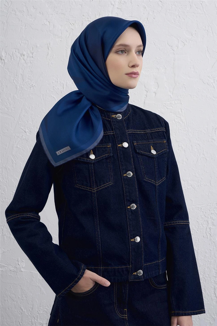 Armine Saf İpek Sura Eşarp 9402d 83 Mavi