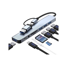 Usb C Hub, 8 İn1- Usb Hub 3.0 Çoklu Bağlantı Noktalı Adaptör, Usb 3.0 Bağlantı Noktası, Sd/tf K