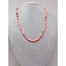 Pembe Siyah Alacalı Opal Taşı Kolye 6 MM Sabit Klipsli Yeşil