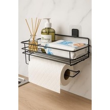 Sas Haus Yapışkanlı Raflı Kağıt Rulo Havluluk Peçetelik Solo Kağıtlık Banyo Mutfak Düzenleyici Raf Siyah Shr Siyah 25 X 15 -