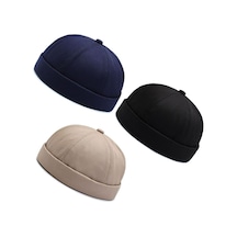 Aida Jewelss 3 Lü Set %100 Pamuk Cap Ayarlanabilir Docker Şapka Yazlık Takke Şapka Retro Şapka Takke Şapka Çok Renkli 4