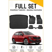 Skoda Karoq 2023 Model Birebir Uyumlu Bagaj Havuzu+paspas Seti