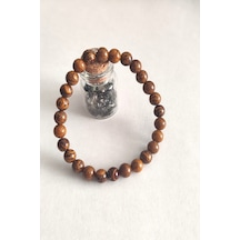 Sertifikalı 6 Mm Koyun Odun Jasper Doğaltaş Bileklik 011 - Kahverengi