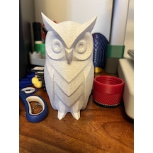 15 Cm Mermer Desen Baykuş Heykeli Modern Dekor Salon, Ofis Ve Hobi Odası