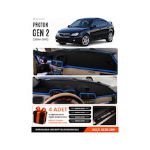Proton Gen 2 2004-2011 Uyumlu Torpido Koruma, Torpido Örtüsü, Torpido Kılıfı - Siyah-mavi - Pr001