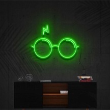 Harry Potter Gözlük Ve Yara İzli Neon Tabela Yeşil