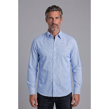 Bisse Mavi Regular Fit Pamuk Cepsiz Uzun Yaka Gömlek Gmczg252111 C35