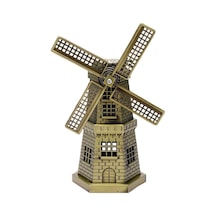 Vintage Metal Hollanda Yel Değirmeni Biblo Antik Bronz 17 Cm