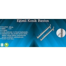 5 Adet Konik Baston - Konik Dikmeye Geçme Baston, Askı Aparatı Krom
