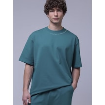 Frutto Rosso Düz Renkli Oversize Tişört 212014194 Derin Mavi-yeşil