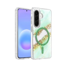 Onegif Samsung Galaxy Uyumlu A37 5g Lotus Simli Magsafe Kapak - Yeşil