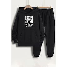 Uyguntarz Unisex Beyim Ne Derse O Olur Eşofman Takımı Siyah