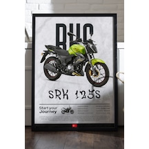 Rks Srk 125s Siyah Ahşap Çerçeveli Poster, Dekoratif Motosiklet Duvar Tablosu