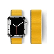 Newface - 600 - Apple Watch Uyumlu 42mm Hasırlı Cırtcırtlı Kordon - Novapazr - - Sarı