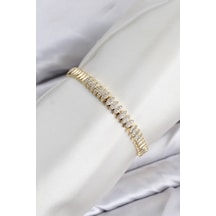 Cm Arpa Model Zirkon Taşlı Vıp Seri Gold Renk Pirinç Kadın Bileklik Tj-bb8615 Altın - Çok Renkli