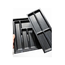 Plastik Mutfak Çekmece Düzenleyici, Siyah, 2 Parçalı Set, Kaşıklık Organizer, 35x45 Cm Genel