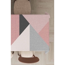 Pembe Geometrik Desen Dokuma Leke Tutmaz Masa Örtüsü Mso390n11