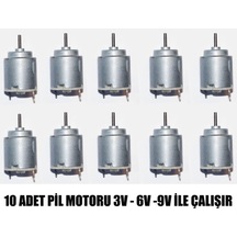 Deney Motoru 3,6,9 Volt 10'lu Set Deney Pıl Motoru Oyuncak Motoru