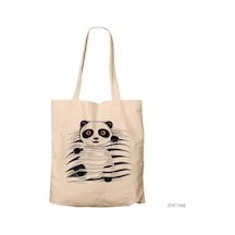 Panda In Tee Kanvas Bez Çanta Çok Renkli