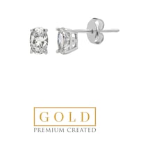 So Chıc Beyaz Altın Sertifikalı Premium Created Taşlı 3.00 Ct Effect Oval Tektaş Küpe