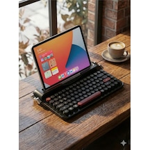 Ravelia Retro Kablosuz Klavye Bluetooth + 2.4g Çoklu Cihaz Yuvalı Pembe Siyah