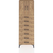 Arges Dolap 2 Raflı 7 Çekmeceli 2 Kapaklı 60x30x182 Çam-çam Çam