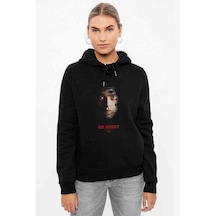 Mr Robot Baskılı Siyah Kadın Kapşonlu Sweashirt (528746593)