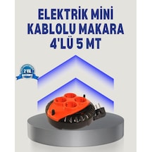 5 Metre Uzatma Kablolu 4 Prizli Makara Kırmızı 1.5 M