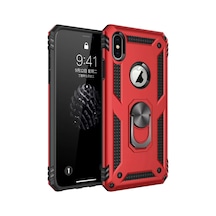 Newface Apple İphone Xs Max Kılıf Sofya Yüzüklü Silikon Kapak - Kırmızı